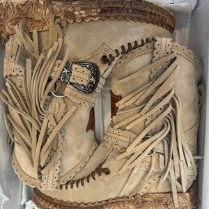 ARYA el Vaquero boots neutral tan 6 6.5 36 Silverstone corda wedge platform